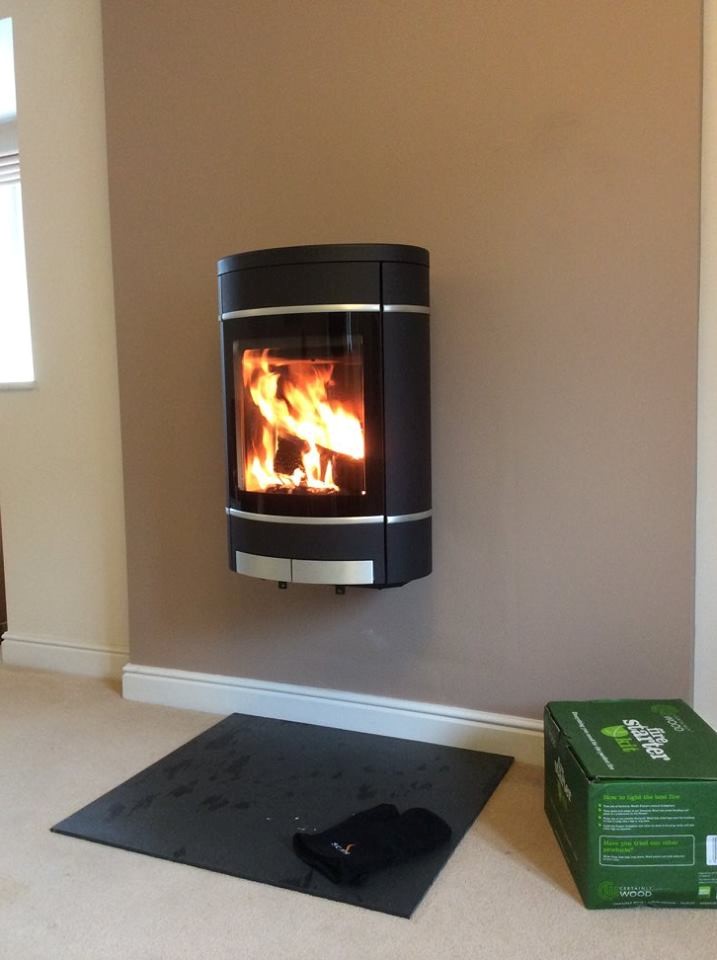 Scan 58 wallhanging stove rear flue installed on external wall